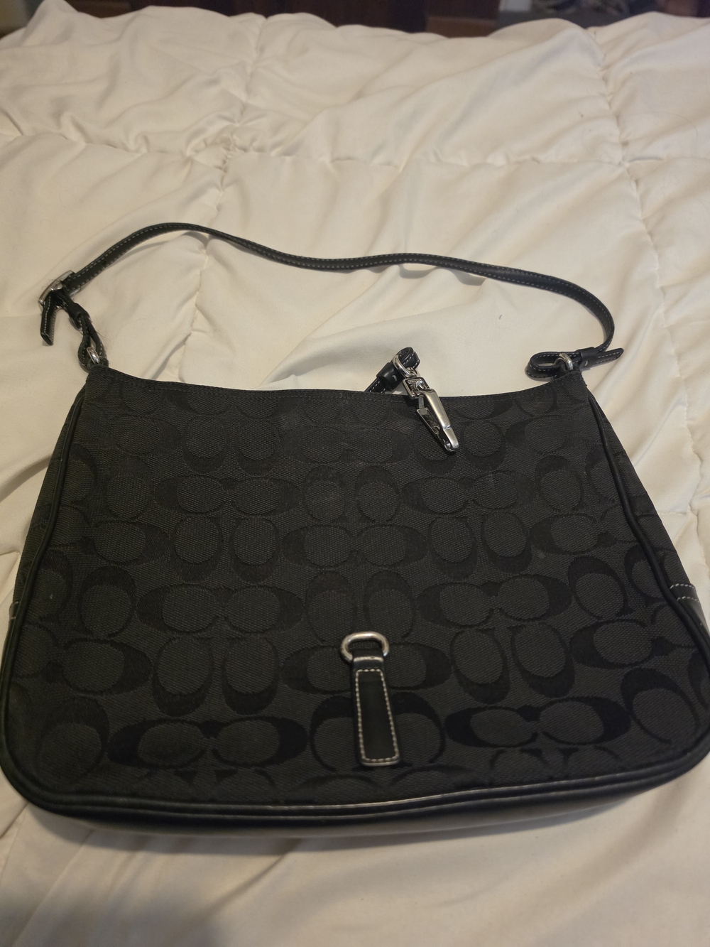 Coach Black Signature Jacquard Shoulder Bag